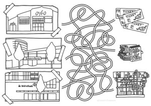 kleurplaat puzzel doolhof